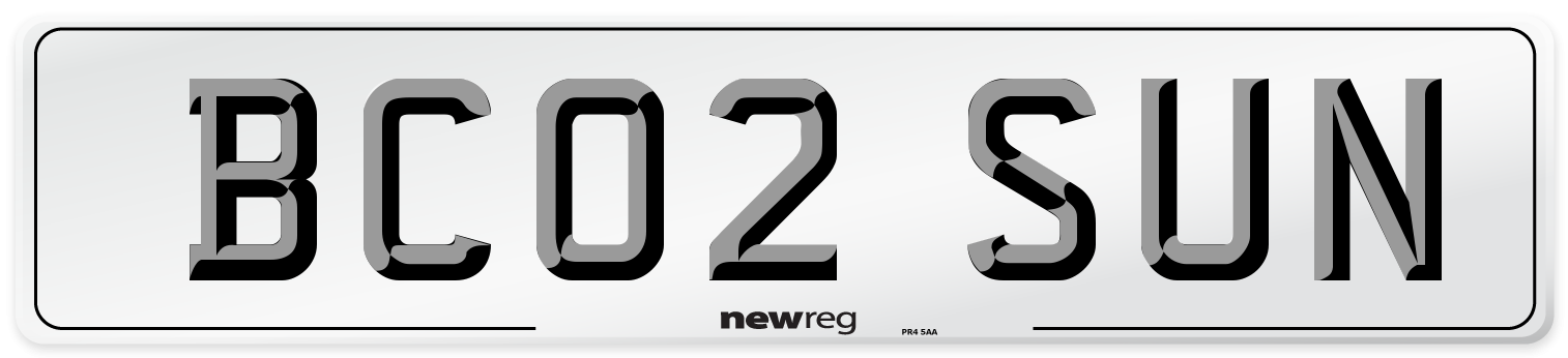 BC02 SUN Number Plate from New Reg